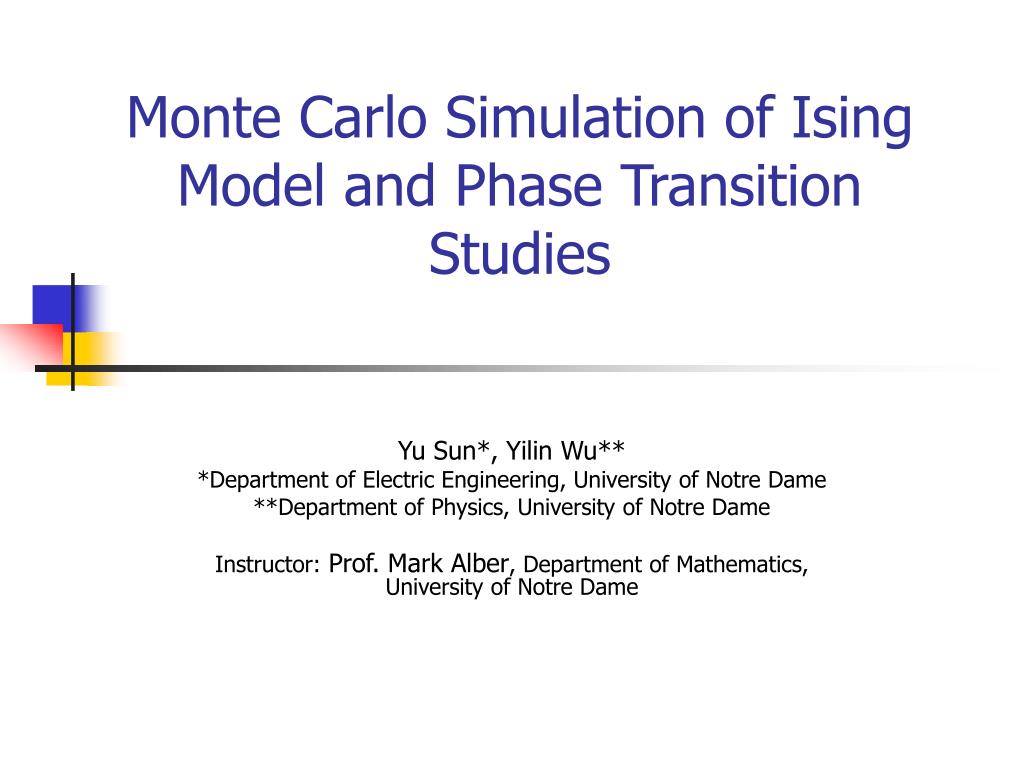 PPT Monte Carlo Simulation of Ising Model and Phase Transition