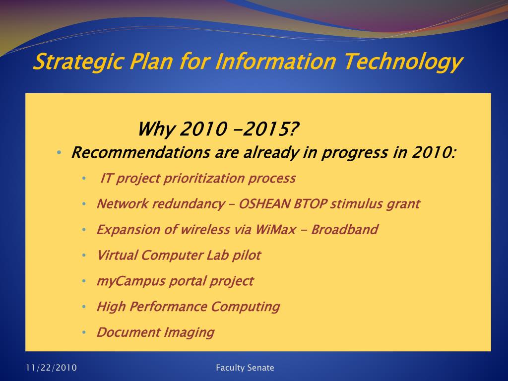 PPT Strategic Plan for Information Technology 2010 2015 PowerPoint
