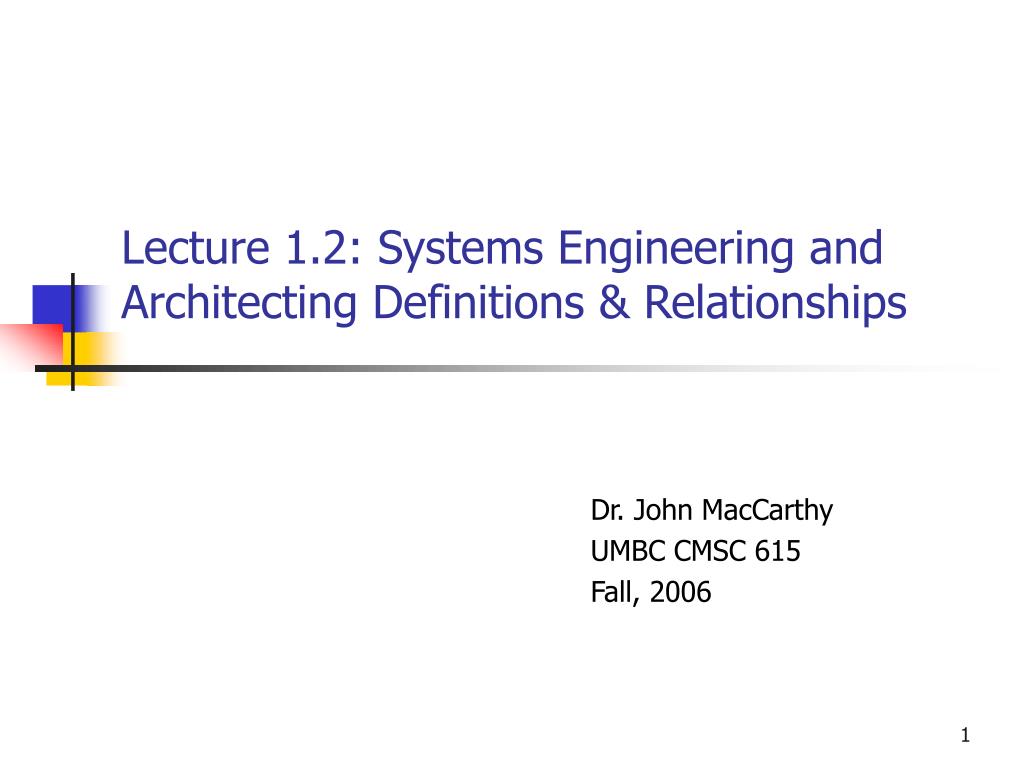 PPT Lecture 1.2 Systems Engineering and Architecting Definitions