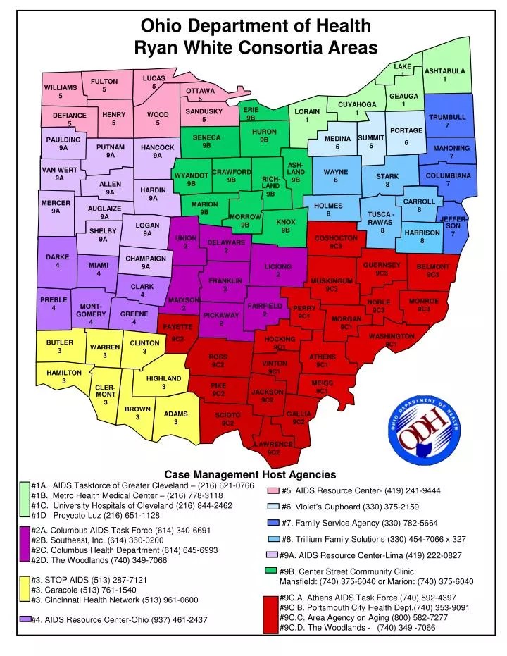 PPT Ohio Department of Health Ryan White Consortia Areas PowerPoint