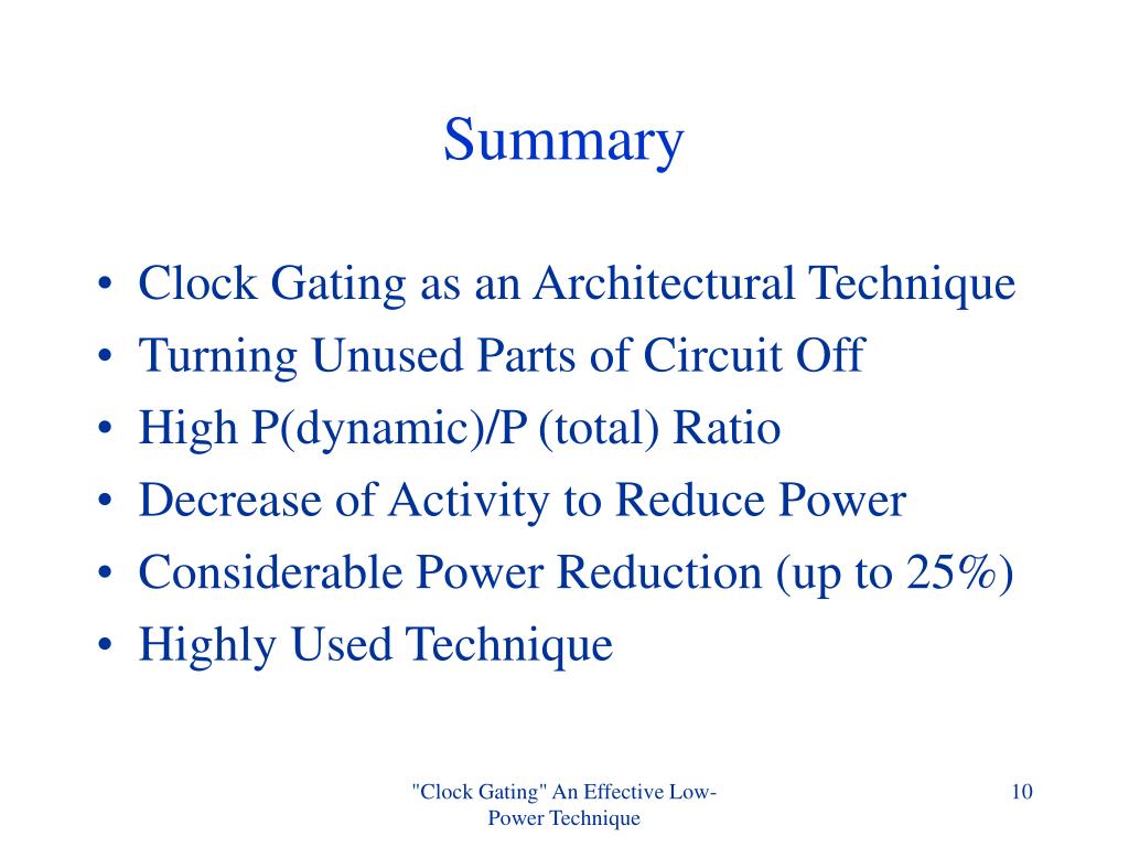 PPT “Clock Gating” An Effective LowPower Technique PowerPoint