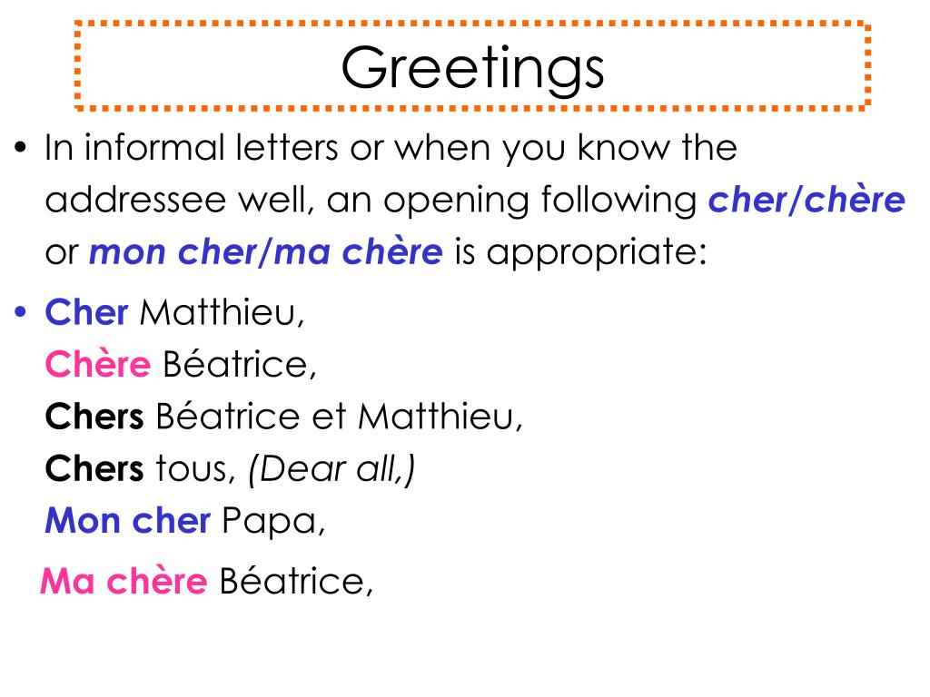 PPT A French Informal Letter Paris, le 16 août 2010 PowerPoint
