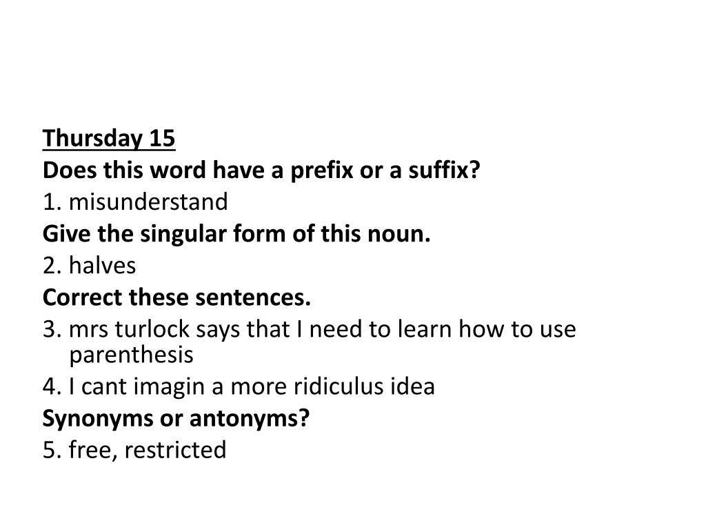 PPT DOL Week 15 Monday 15 Correct these sentences. PowerPoint