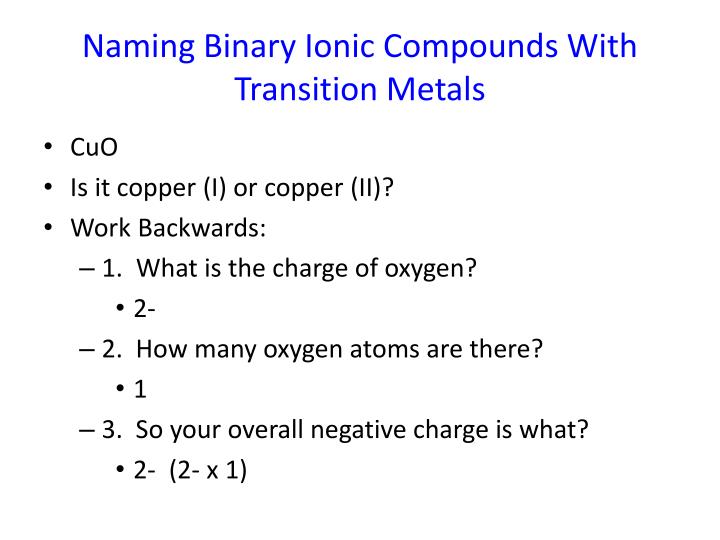 PPT Writing Formulas for Binary Ionic Compounds PowerPoint