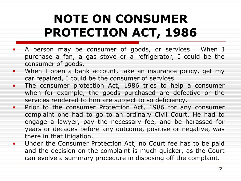 PPT CONSUMER PROTECTION ACT, 1986 PowerPoint Presentation, free