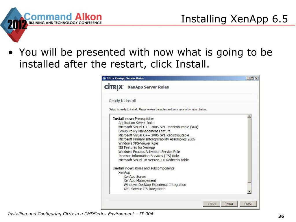 PPT IT004 Installing and Configuring Citrix in a CMDSeries