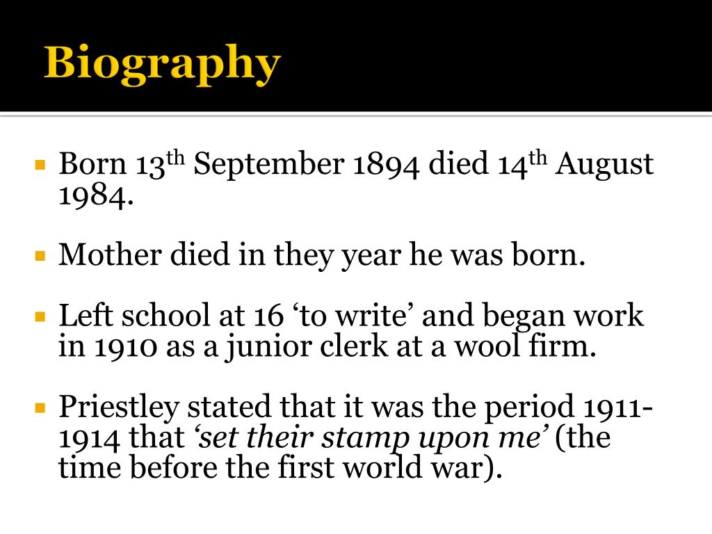 PPT An Inspector Calls by J B Priestley PowerPoint Presentation, free