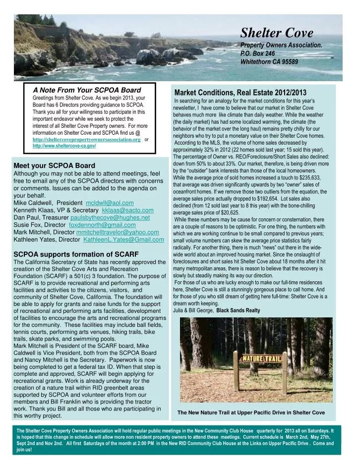 PPT Shelter Cove Property Owners Association. P.O. Box 246 Whitethorn