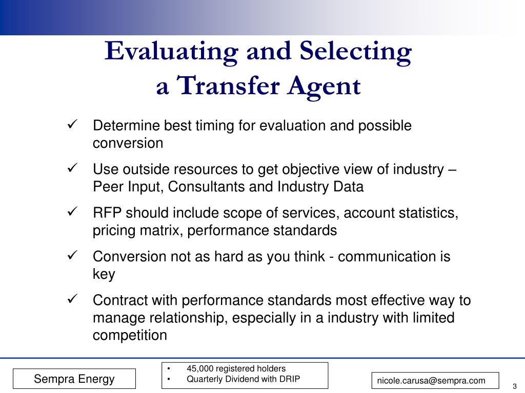 PPT Managing Your Commercial Transfer Agent PowerPoint Presentation