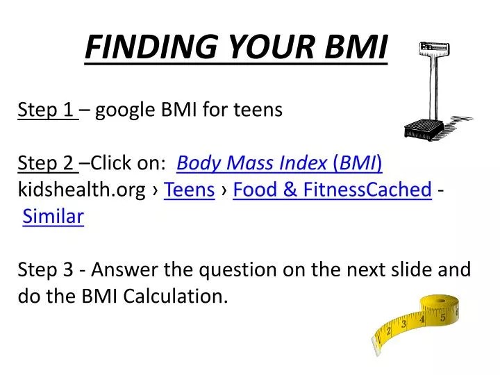Ppt - Finding Your Bmi Powerpoint Presentation, Free Download - Id:3790073