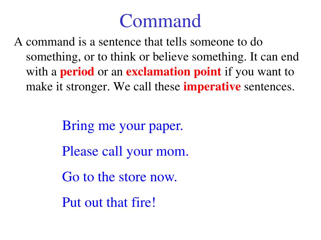 PPT Four Types of Sentences and their Punctuation Marks PowerPoint