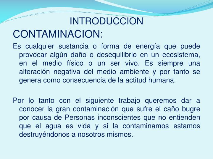PPT CONTAMINACION DEL CAÑO BUGRE PowerPoint Presentation ID3809589