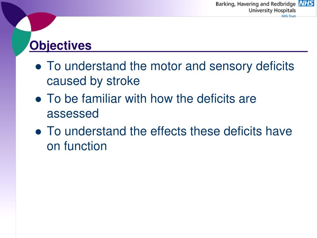 PPT Motor and sensory deficits post stroke Judith CroxonStroud