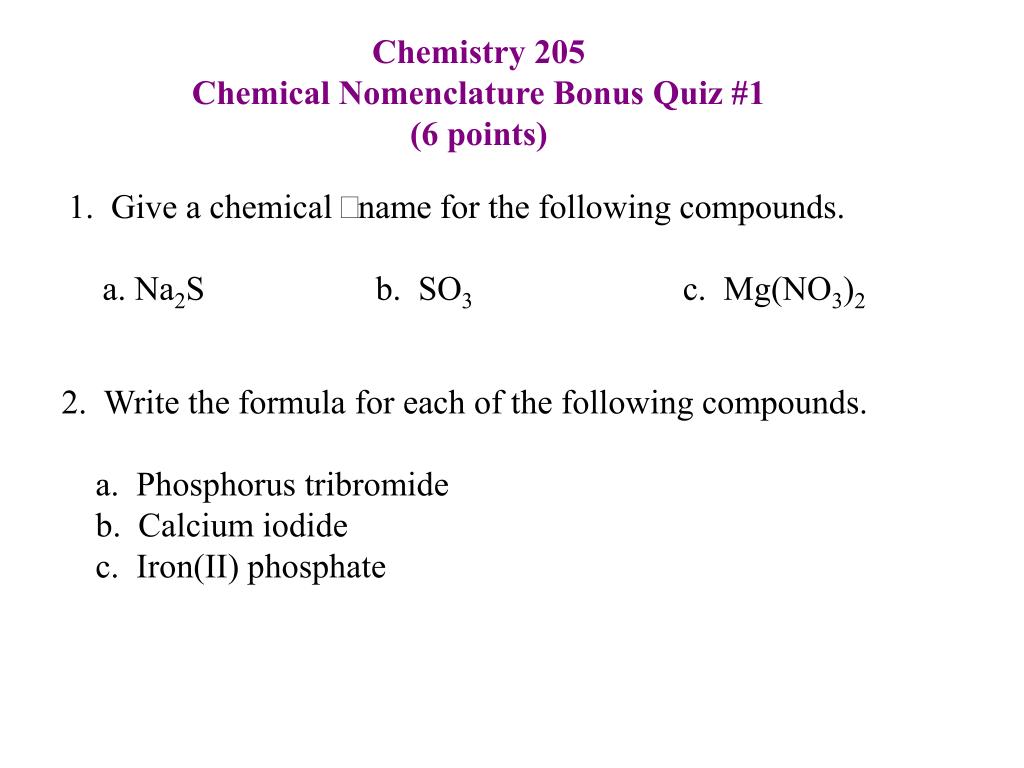 PPT Chemical Nomenclature Formula to Name PowerPoint Presentation