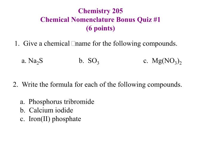 PPT Chemical Nomenclature Formula to Name PowerPoint Presentation