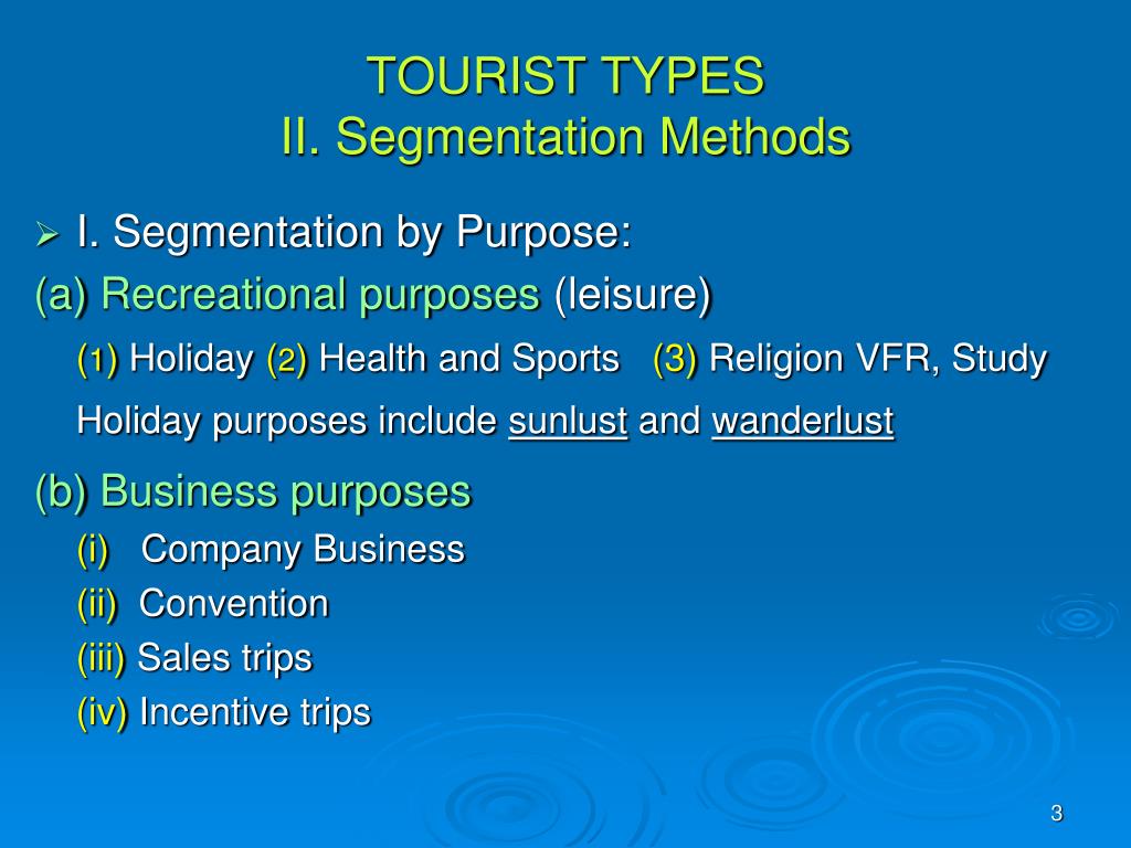 PPT TYPES of TOURIST Chapter Contents PowerPoint Presentation, free