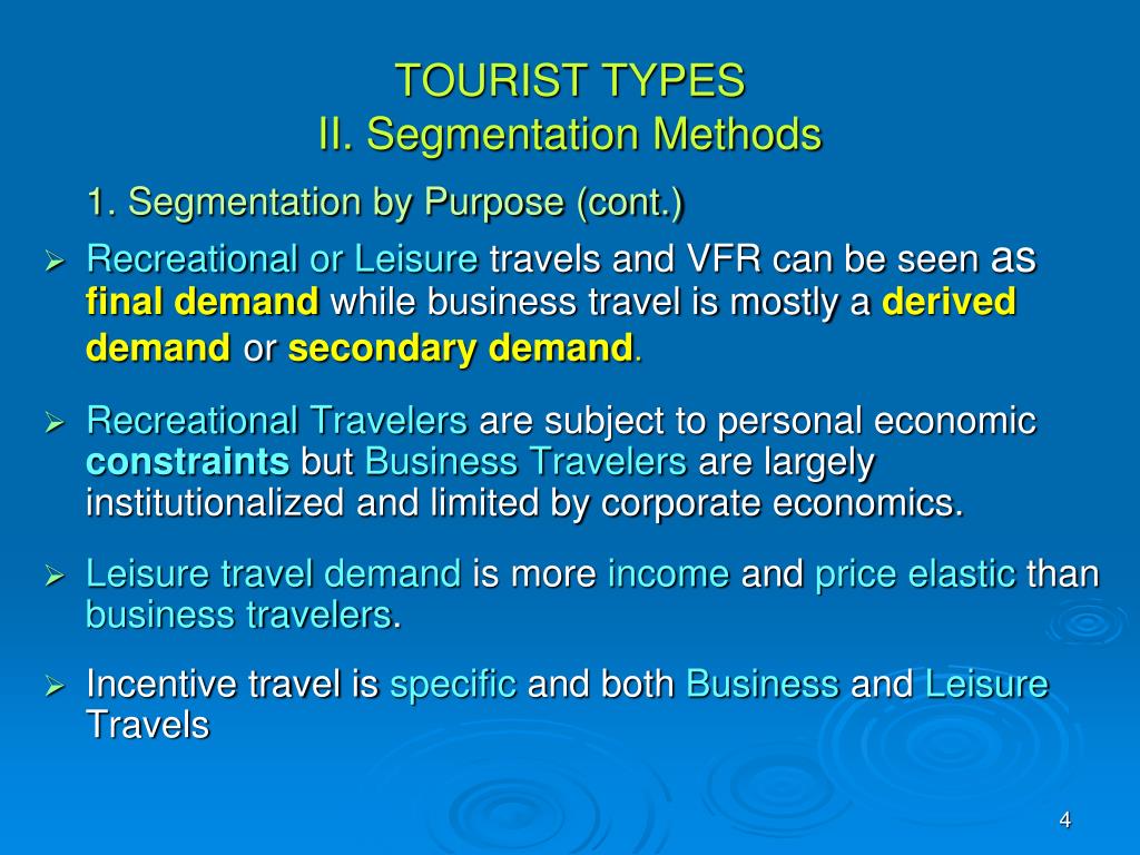 PPT TYPES of TOURIST Chapter Contents PowerPoint Presentation, free