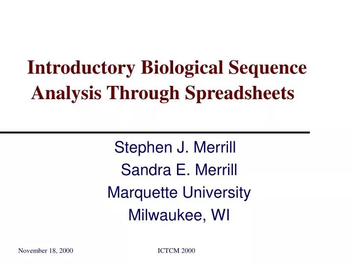 PPT Introductory Biological Sequence Analysis Through Spreadsheets