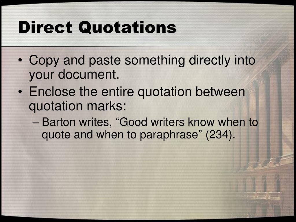 PPT Quoting, Paraphrasing, and Summarizing PowerPoint Presentation