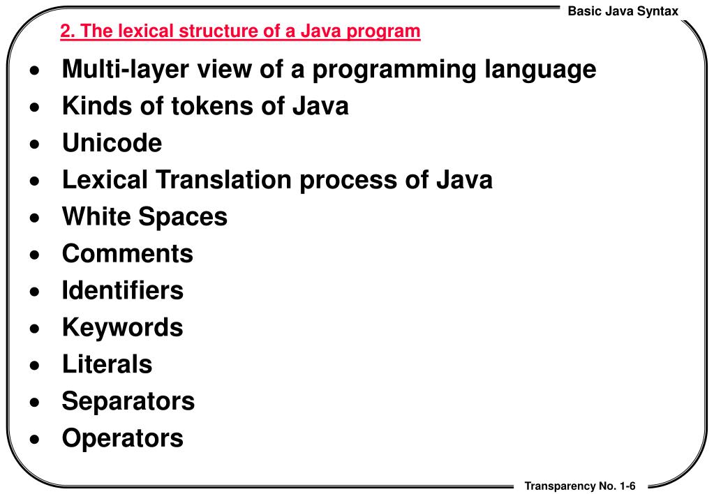 PPT Lecture 2. Basic Java Syntax PowerPoint Presentation, free