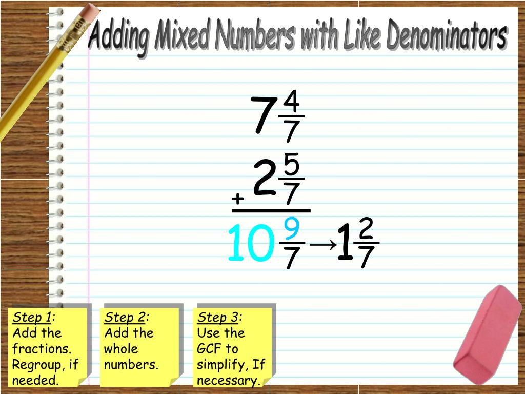 PPT - Adding and Subtracting Mixed Numbers with Like Denominators