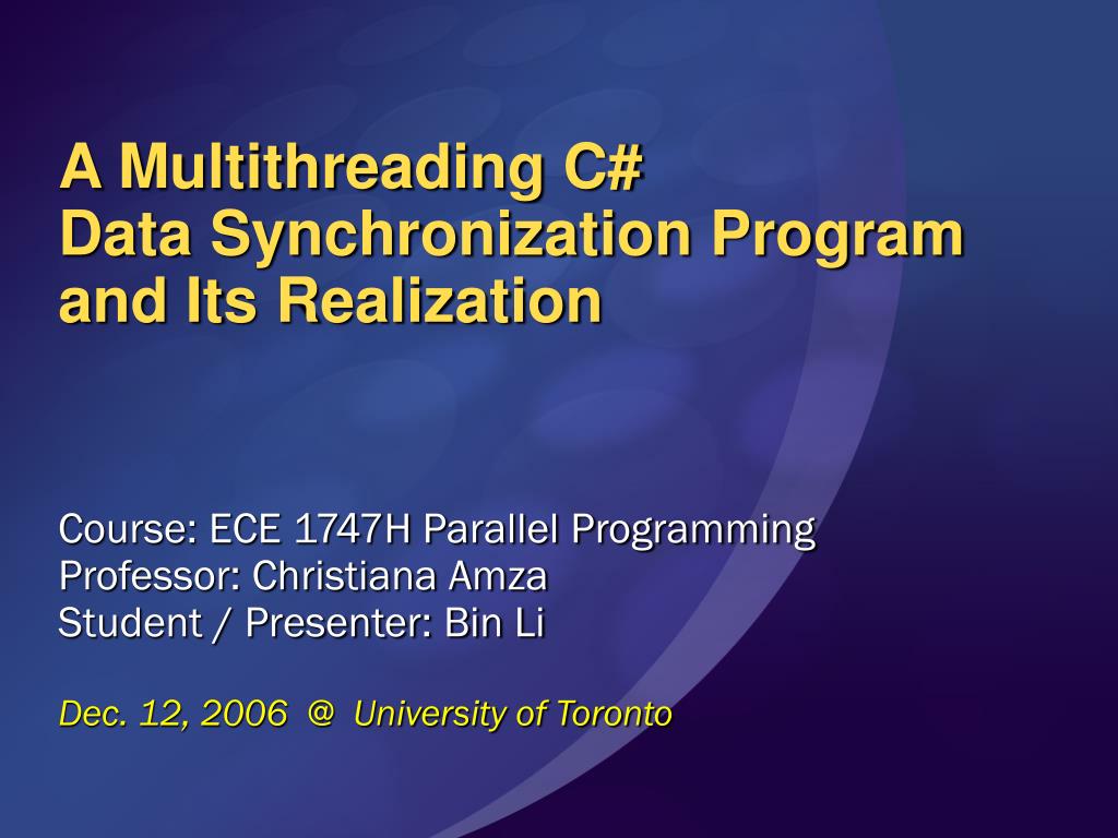 PPT A Multithreading C Data Synchronization Program and Its