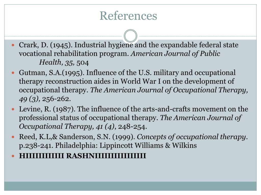 PPT History of Occupational Therapy PowerPoint Presentation, free