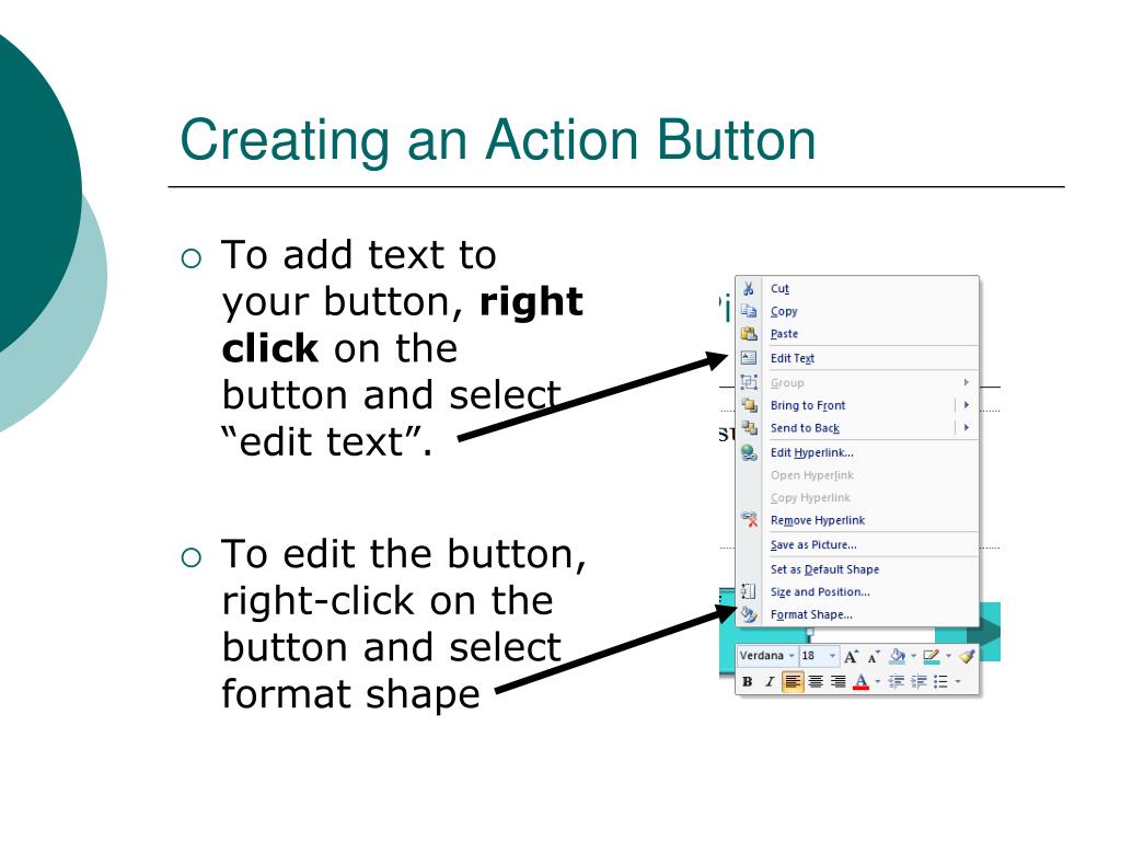 PPT Creating an Action Button in PowerPoint XP PowerPoint