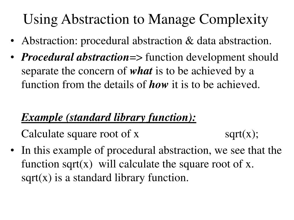 PPT Using Abstraction to Manage Complexity PowerPoint Presentation