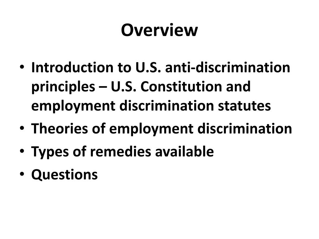 PPT Principles and Development of Employment Discrimination Law in