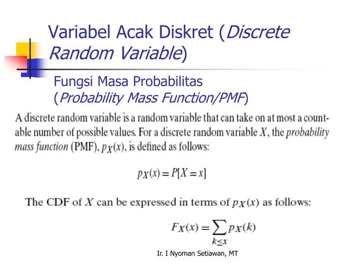 PPT VARIABEL ACAK DAN EKSPEKTASI ( Random Variable and Expectation