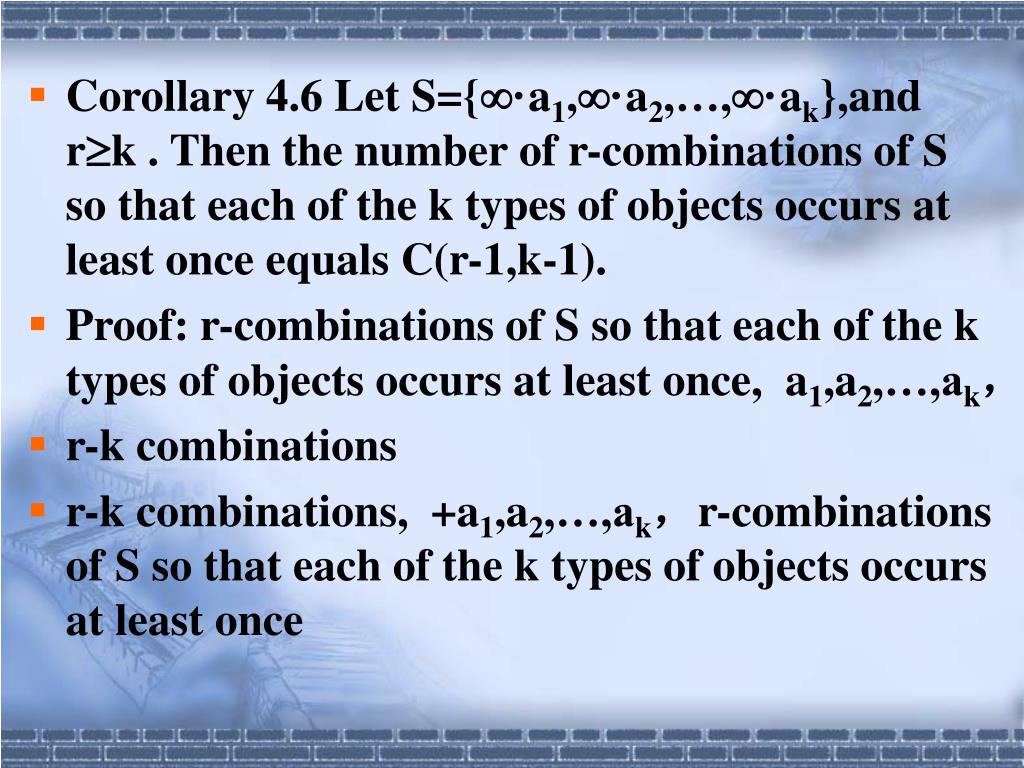 PPT 4.4 Permutations and Combinations of multisets PowerPoint