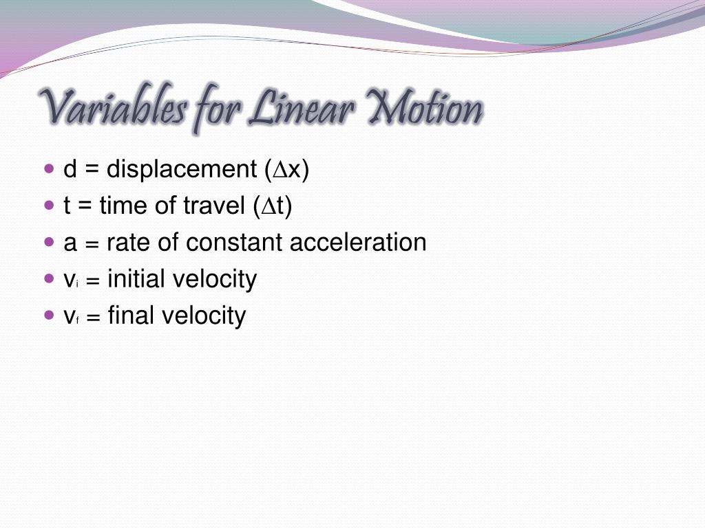 PPT Linear Motion Equations PowerPoint Presentation, free download ID3863554