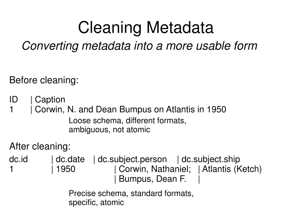 PPT Cleaning Metadata PowerPoint Presentation, free download ID3866526