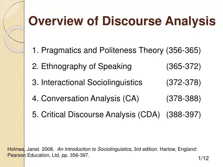 PPT Overview of Discourse Analysis PowerPoint Presentation ID3879731