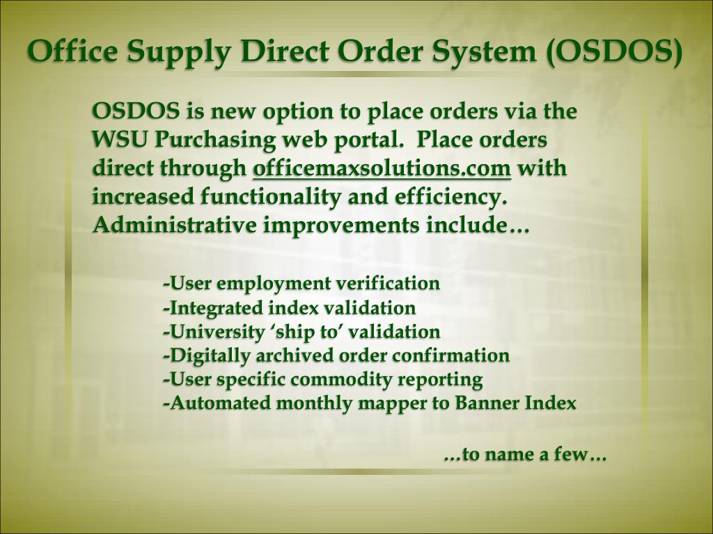 PPT Office Supply Direct Order System (OSDOS) PowerPoint Presentation