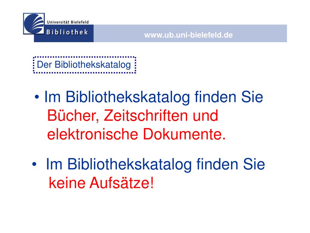 PPT Herzlich Willkommen in der Universitätsbibliothek Bielefeld