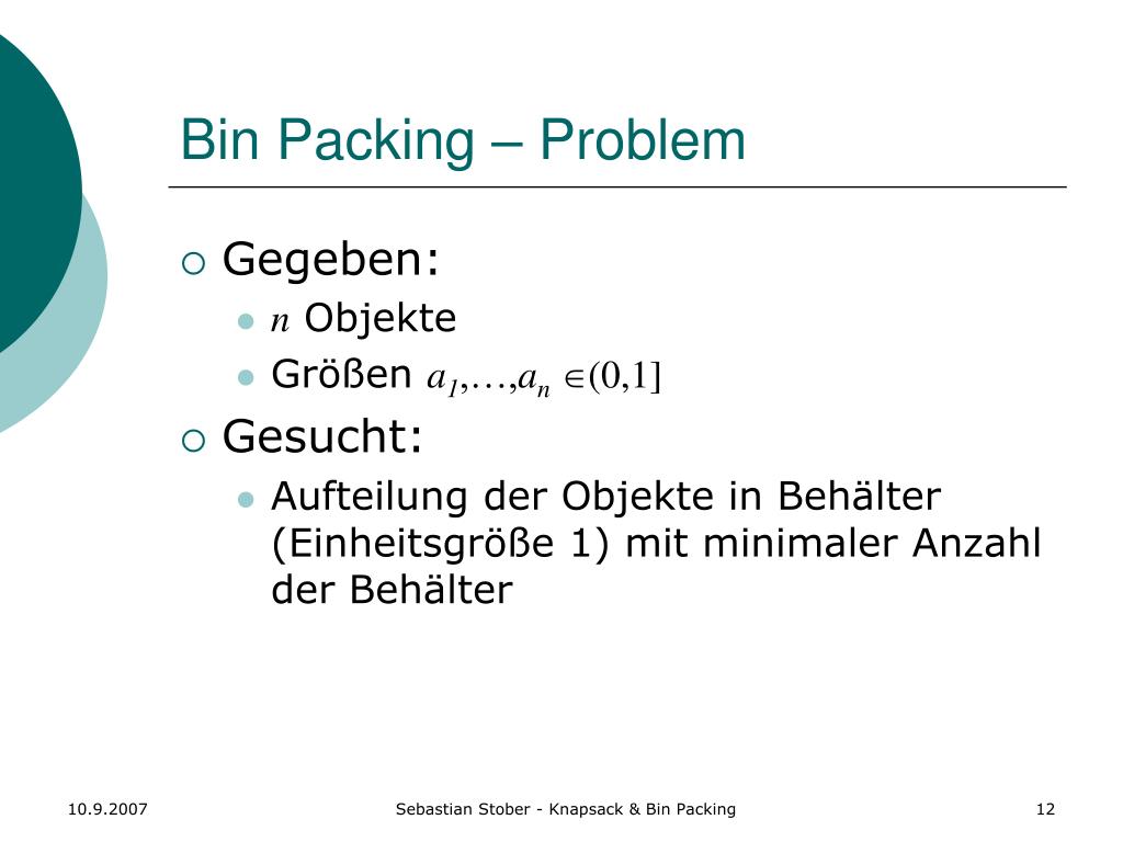 PPT Knapsack & Bin Packing PowerPoint Presentation, free download