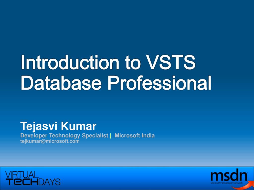 PPT Introduction to VSTS Database Professional PowerPoint