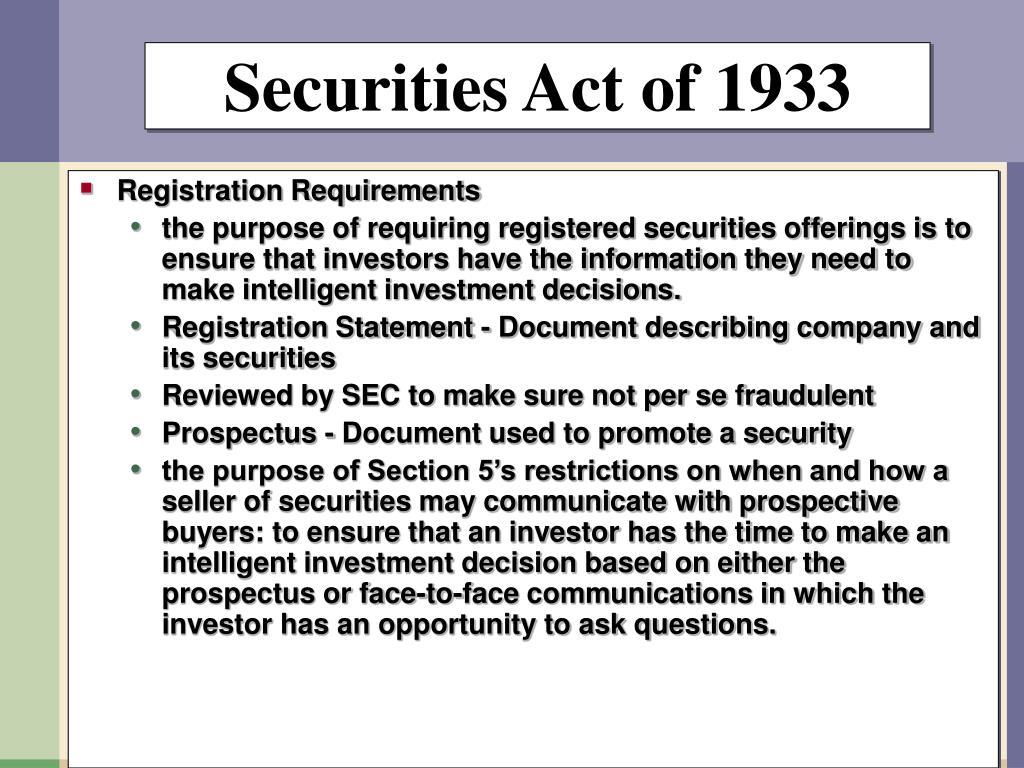 PPT Securities Regulations PowerPoint Presentation, free