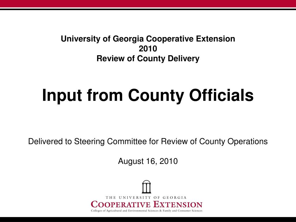PPT University of C ooperative Extension 2010 Review of County Delivery PowerPoint