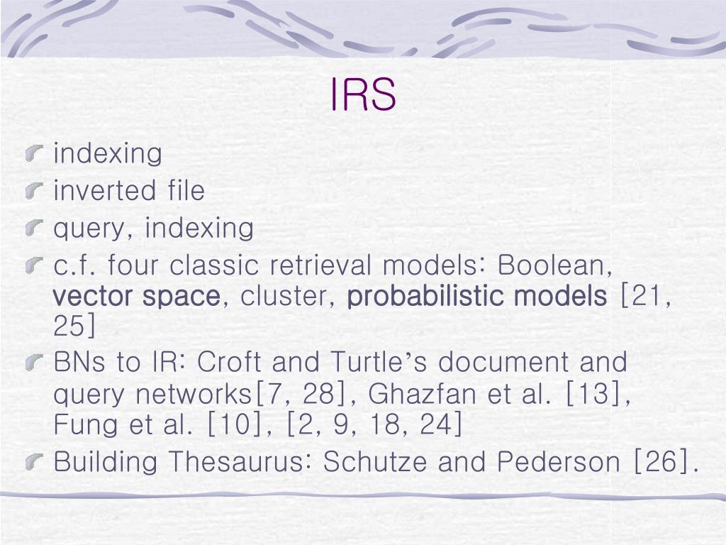 PPT Query Expansion in Information Retrieval using a Bayesian Network
