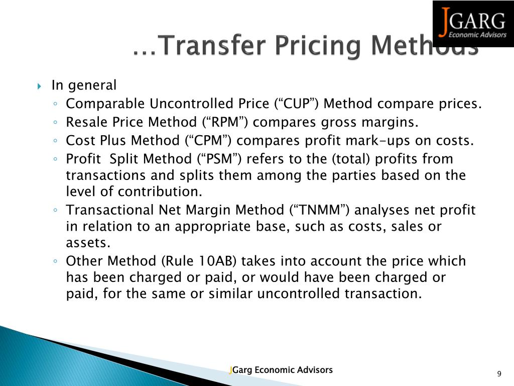 PPT Transfer Pricing Methods PowerPoint Presentation, free download
