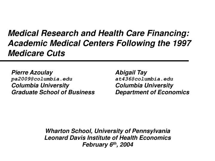PPT Pierre Azoulay pa2009columbia Columbia University Graduate