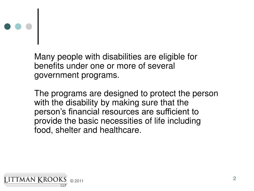 PPT SOCIAL SECURITY BENEFITS FOR PERSONS WITH DISABILITIES PowerPoint