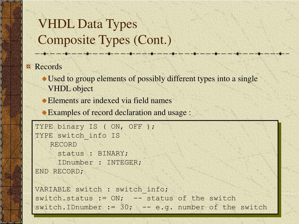 PPT VHDL Data Types PowerPoint Presentation, free download ID3945652