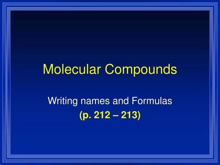 PPT Molecular Compounds PowerPoint Presentation, free download ID