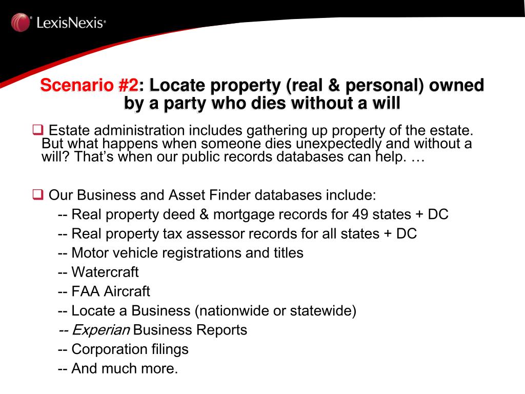 PPT Public Records Databases for the Estates Lawyer from LexisNexis