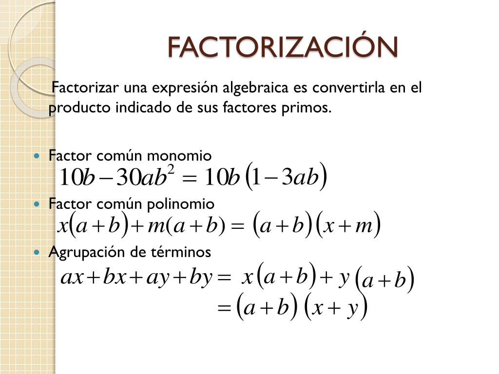 PPT FACTORIZACIÓN PowerPoint Presentation, free download