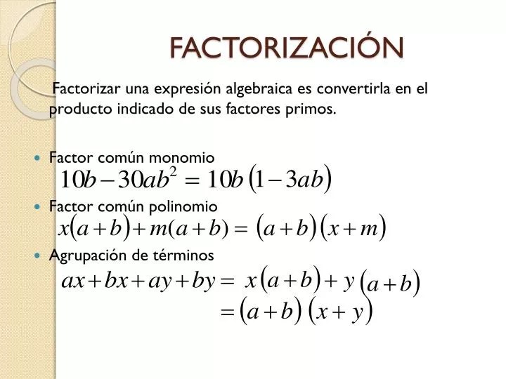 PPT FACTORIZACIÓN PowerPoint Presentation ID3956351